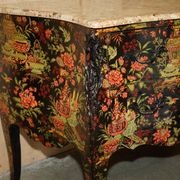 Antique Chinoiserie Commode Hand-Painted with Marble Top