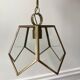 Brass pendant lamp and graphic gilded glass 60s-70s