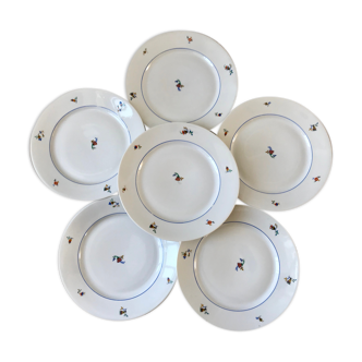 Set of 6 Czech flat plates made in France registered model 50s-60s