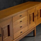 Brutalist Oak Buffet, Belgium, 1960s