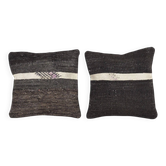 Set of 2 vintage kilim cushion covers 38x38 cm
