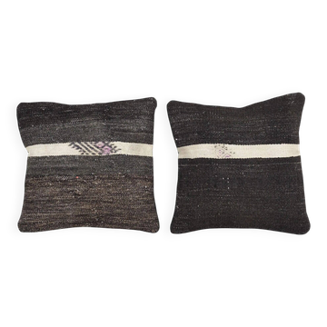 Lot de 2 housses de coussin kilim vintage 38x38 cm