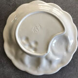 Vintage plate in ceramic enamelled decoration of fruits in relief