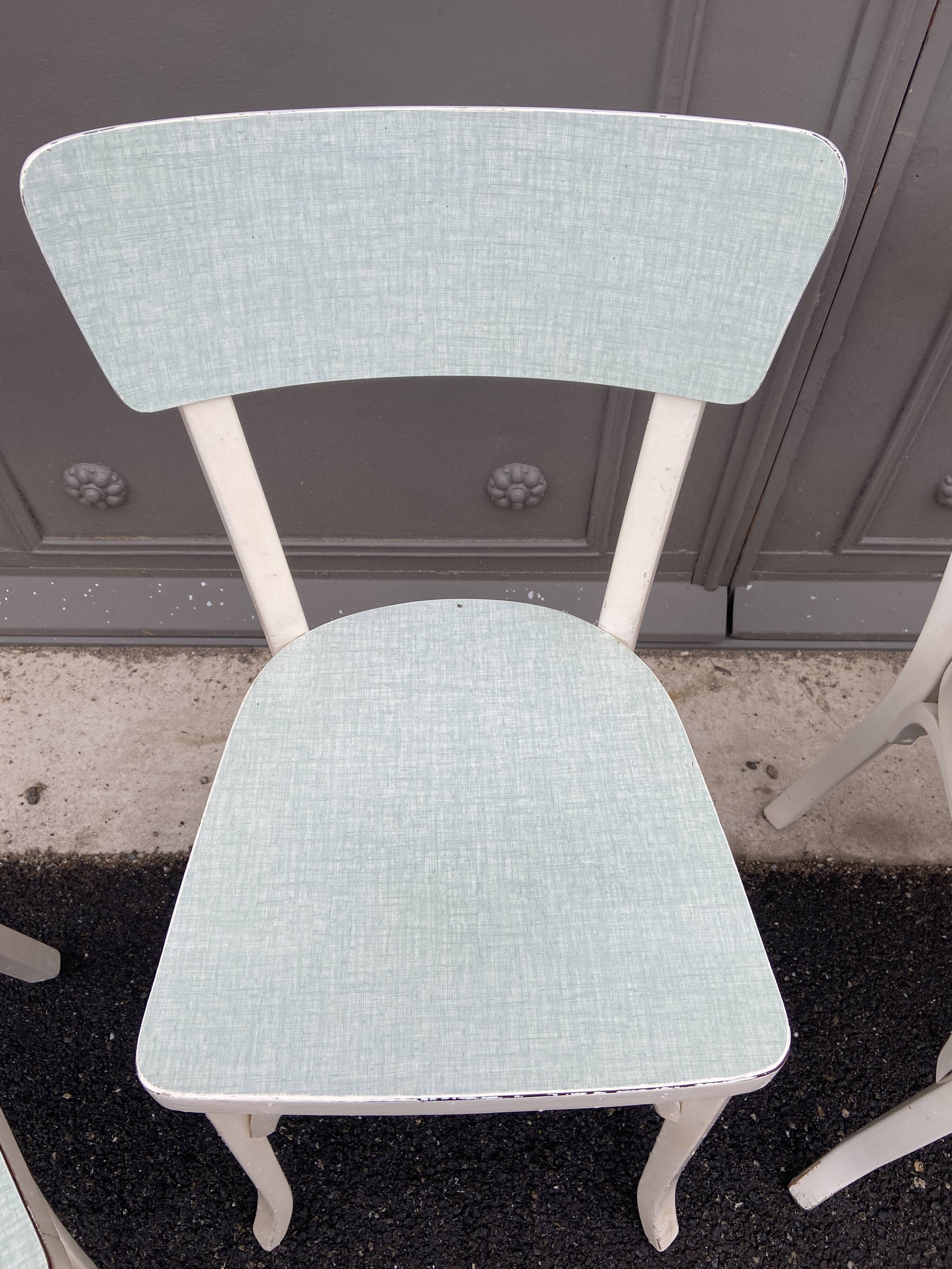 4 baumann chairs wood and formica 1960