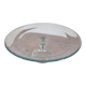 Large glass display plate mounted on a stand.