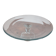 Large glass display plate mounted on a stand.