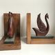 Pair of greenhouse books swans in wood and bakelite 50s