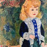 Oil on canvas depicting the girl with the watering can