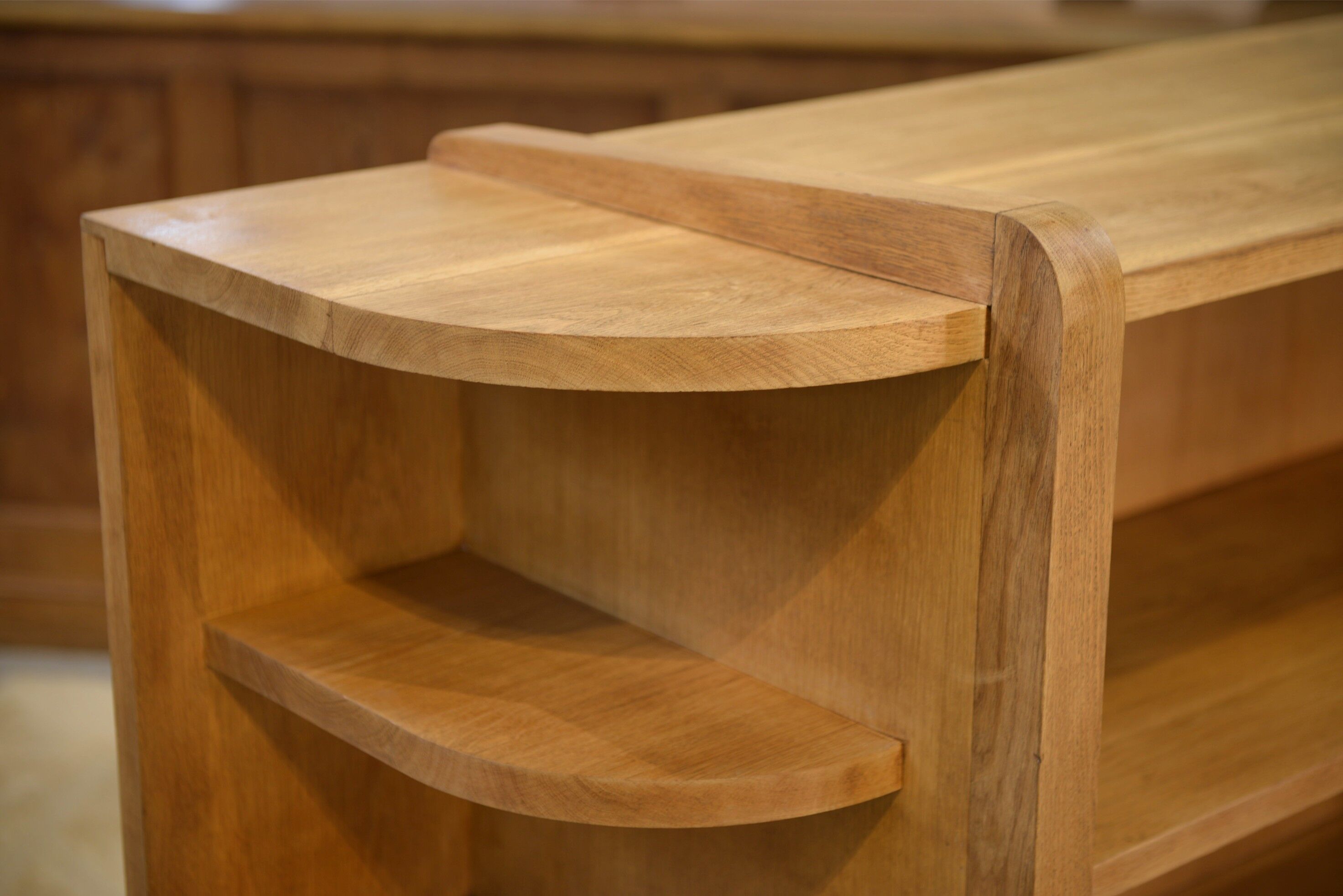 Art Deco modernist oak shelf from the 1940s.