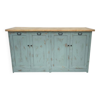 Enfilade en bois années 1950 patine bleutée