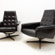 Pair of leather swivel armchairs from UP Zavody, 1970´s