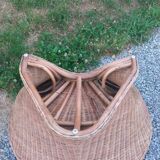 Rattan armchair and rattan coffee table from the 70s
