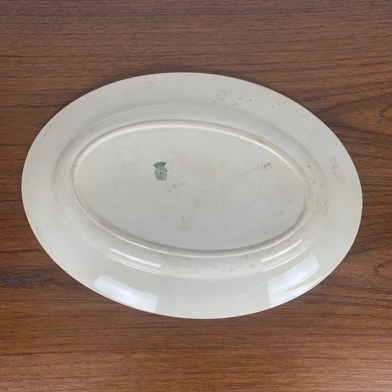 Grand Plat ovale modèle "Champagne ", Badonviller, vert