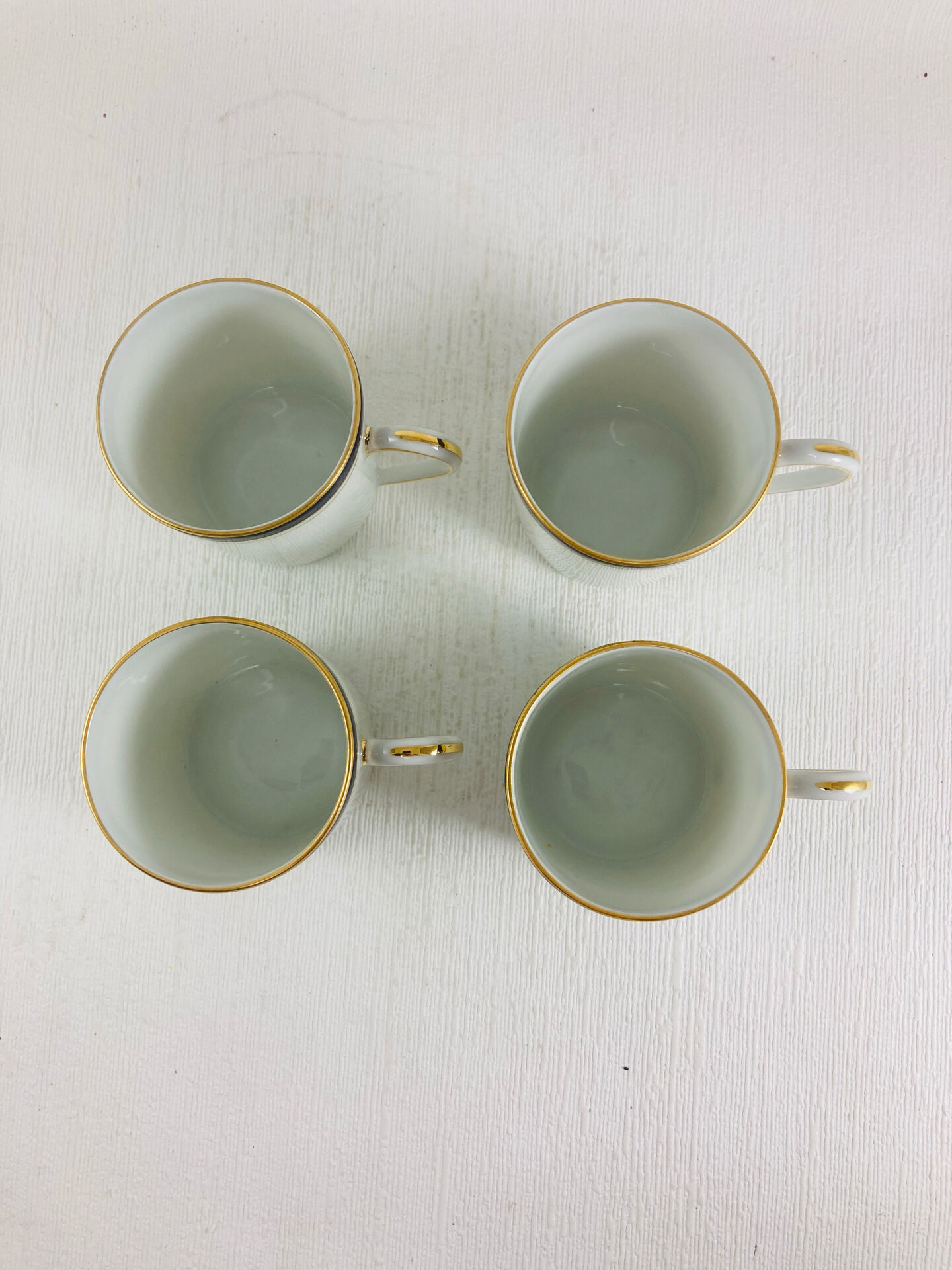 4 Cups and Saucers for Coffee Haviland Model Ambassade (blue rim)
