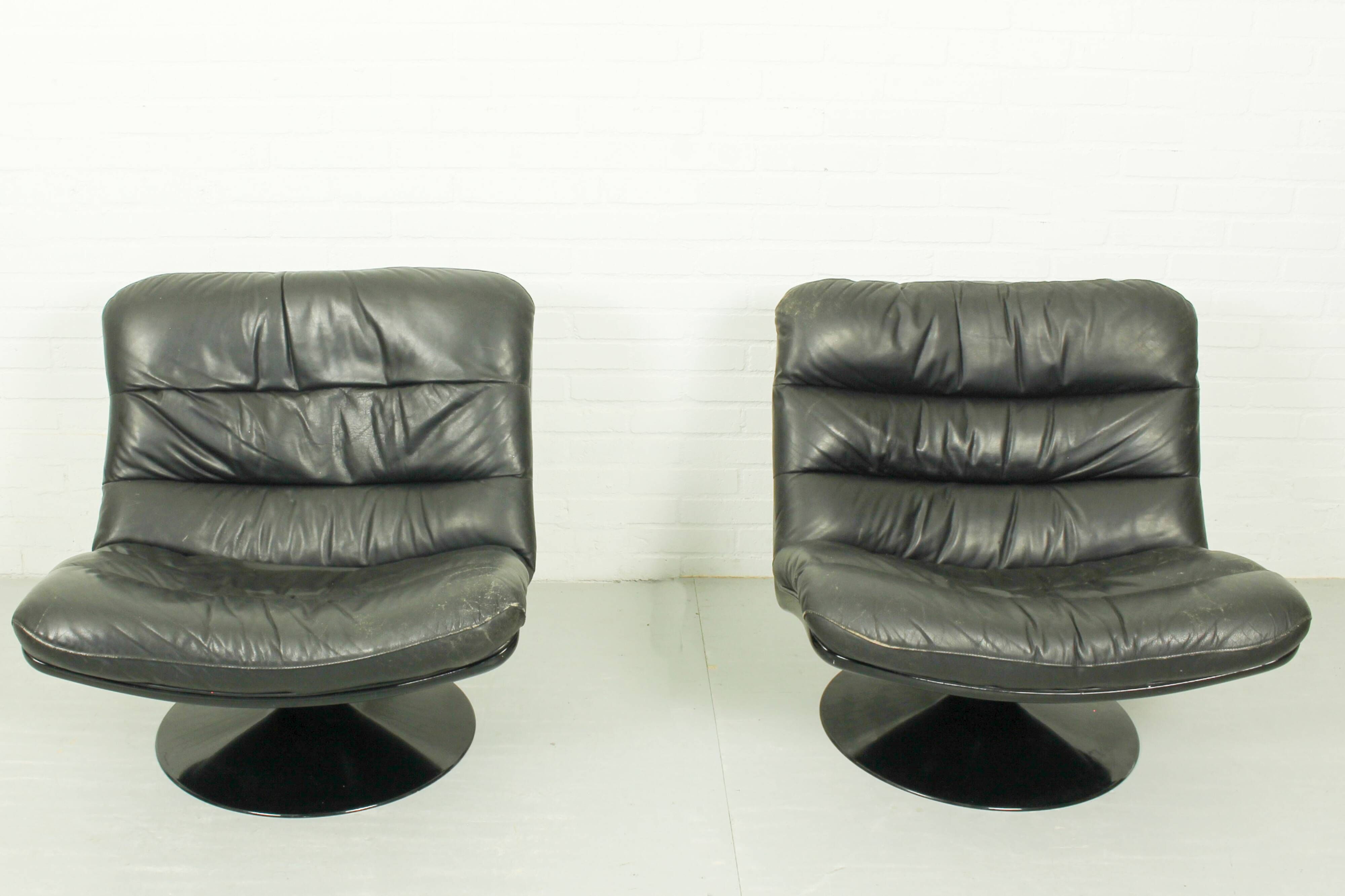 Set of 2 Vintage Dutch design F978 swivel chairs by Geoffrey Harcourt for A