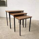 Modernist teak nesting tables from the 50s