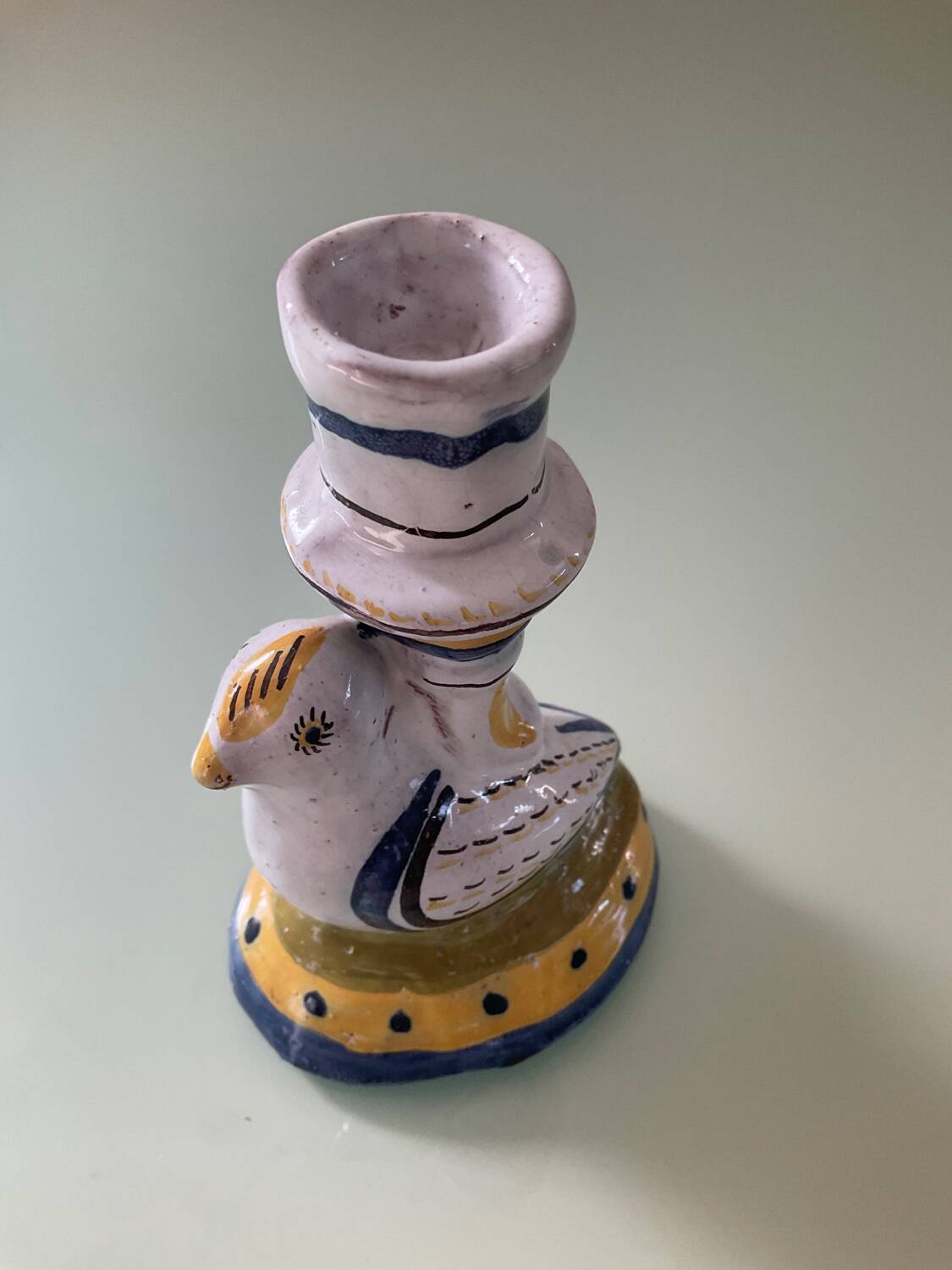 Pair of vintage ceramic bird candlesticks