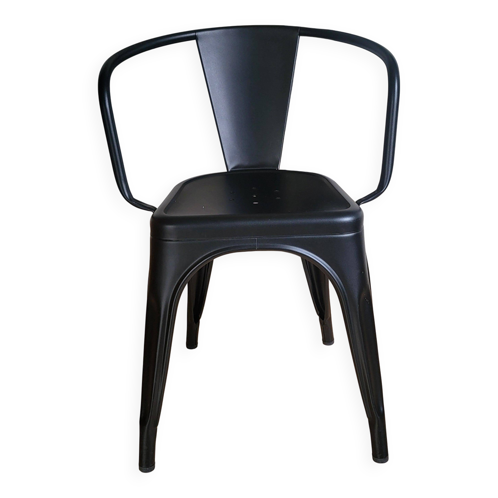 Black Tolix chair with armrests
