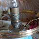 Old lamp base in blue opaline and brass