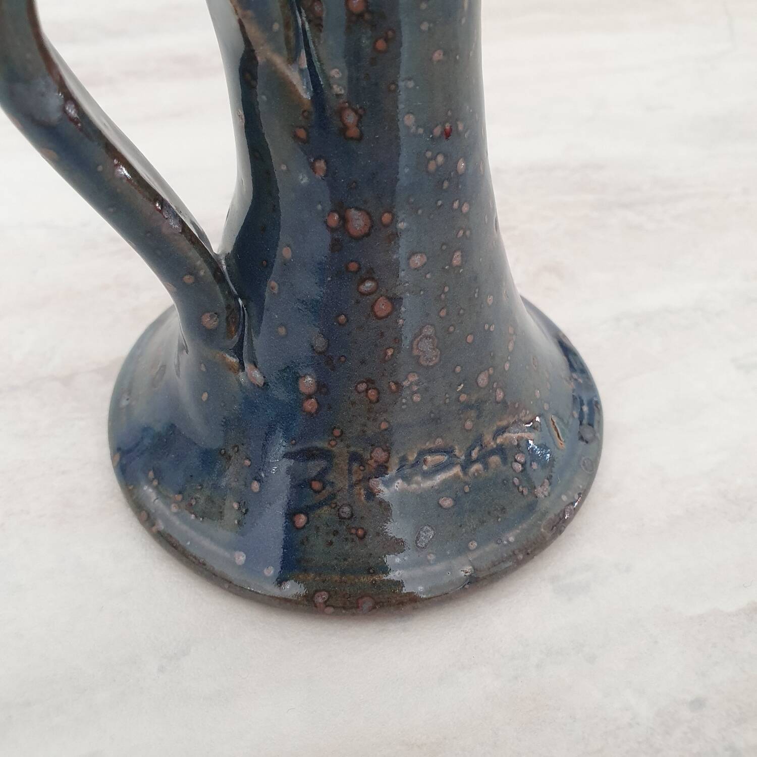 Pyrite stoneware candle holder signed Guy Baudat