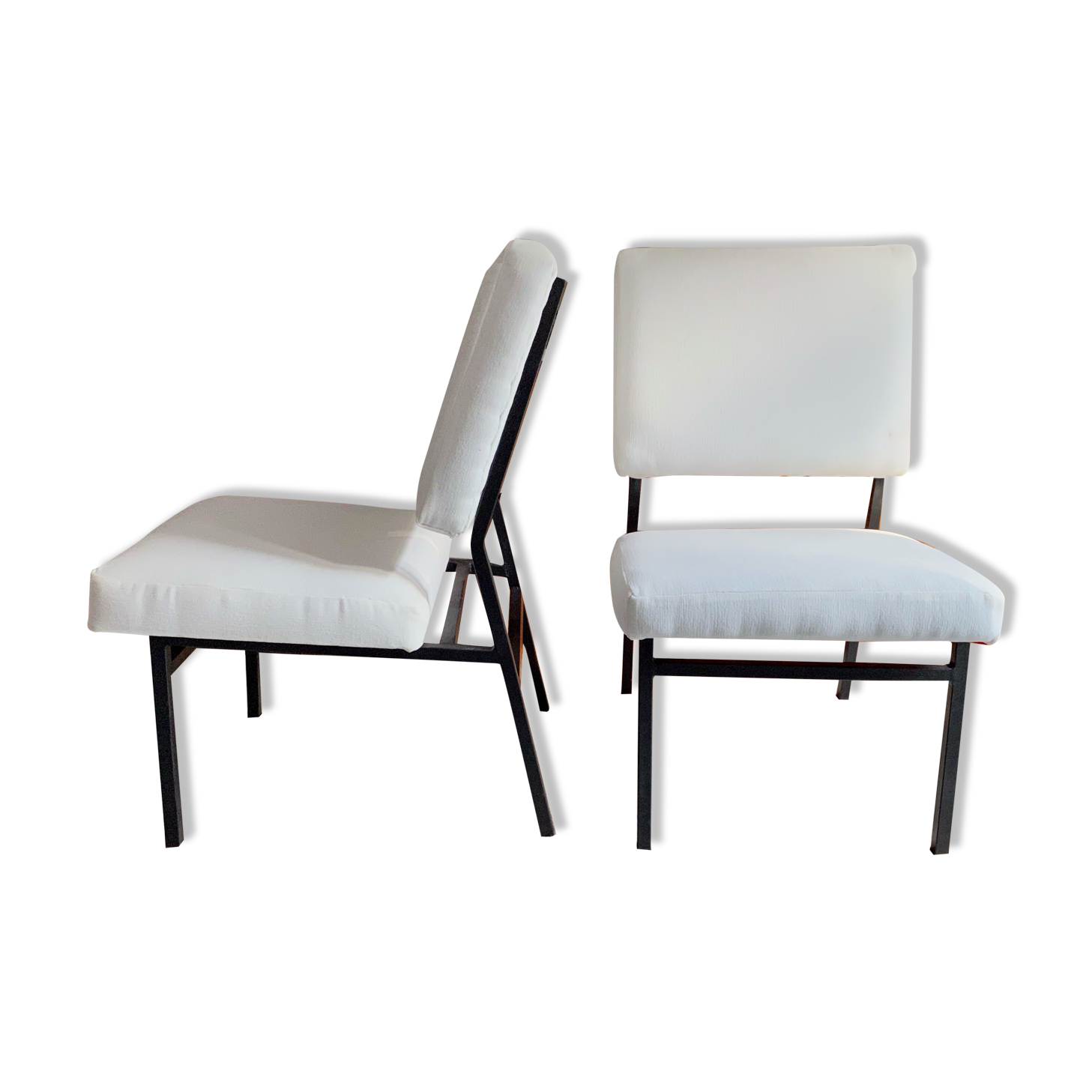 Pair of Paul Geoffroy designer armchairs published by Airborne