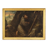 Tableau religieux italien Saint François du 18ème siècle