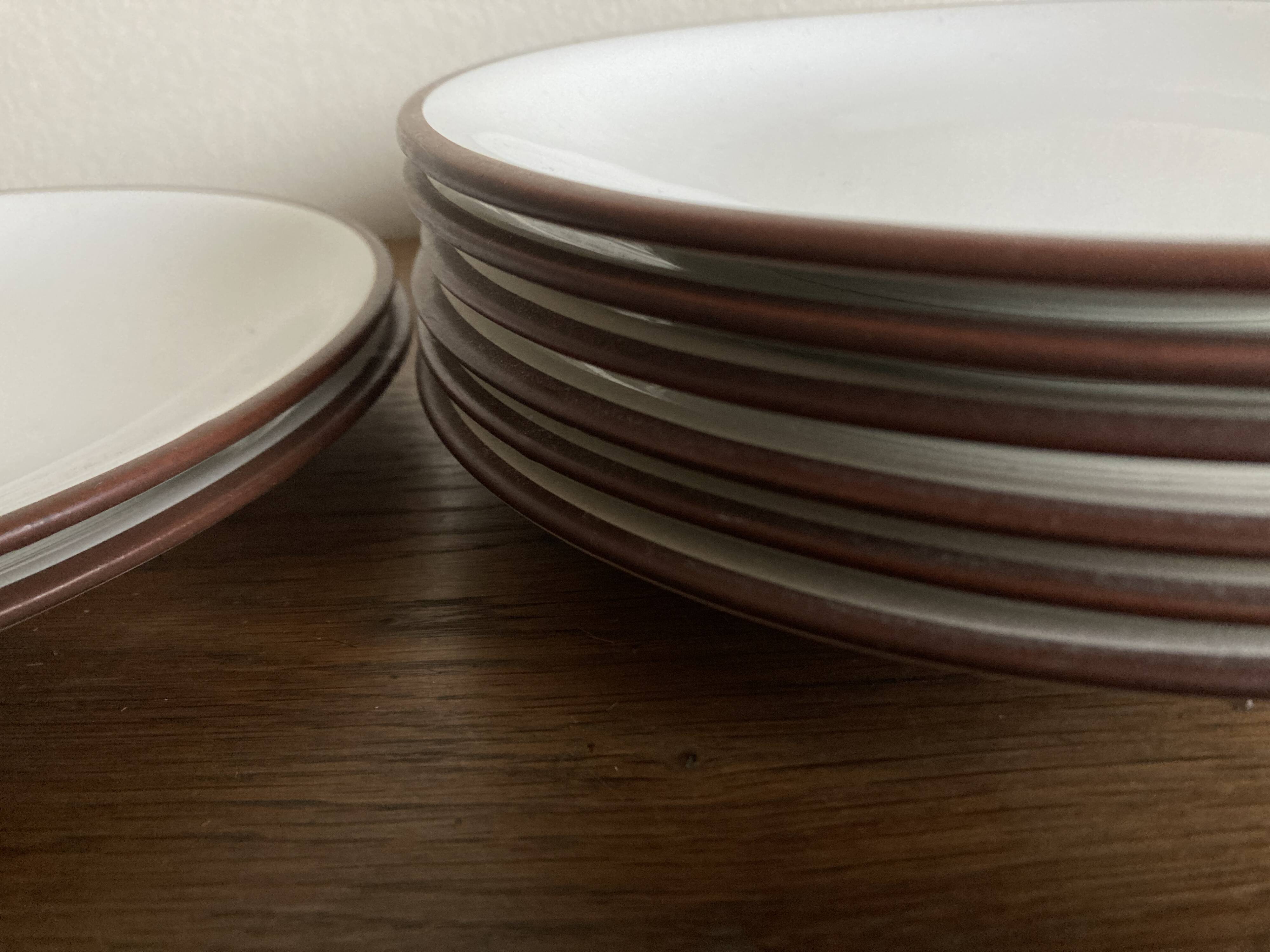 Set of 8 Scandinavian KMK enamelled earthenware dessert plates 1965