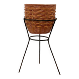 Porte-vase : fer forgé et osier