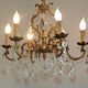 Lovely Quality Brass 6 Light Scrolled Acanthus Leaf Crystal Cage Chandelier 3626
