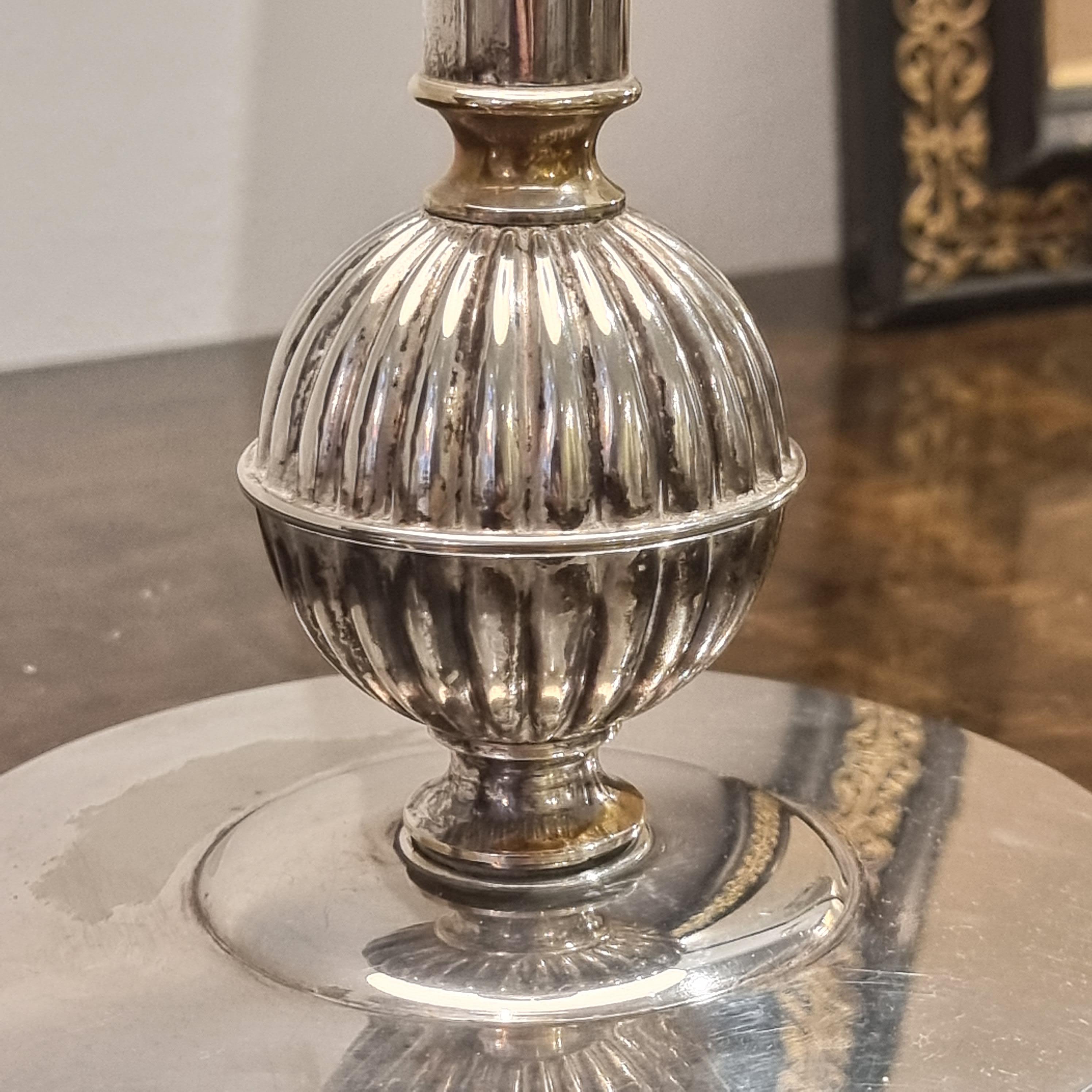 The Swedish Court Jeweler CG Hallberg, Table Lamp, Silver Plate, Swedish Grace 1930s