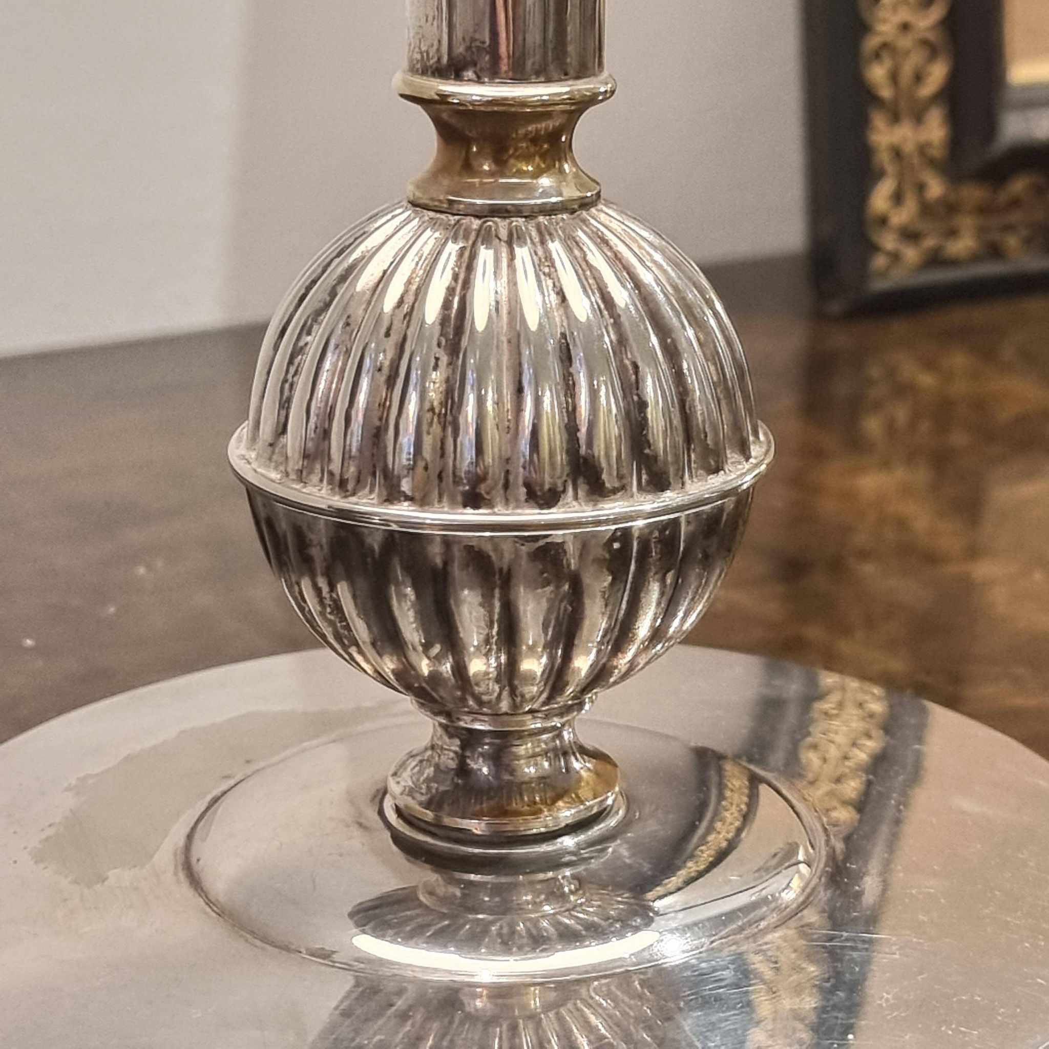 The Swedish Court Jeweler CG Hallberg, Table Lamp, Silver Plate, Swedish Grace 1930s