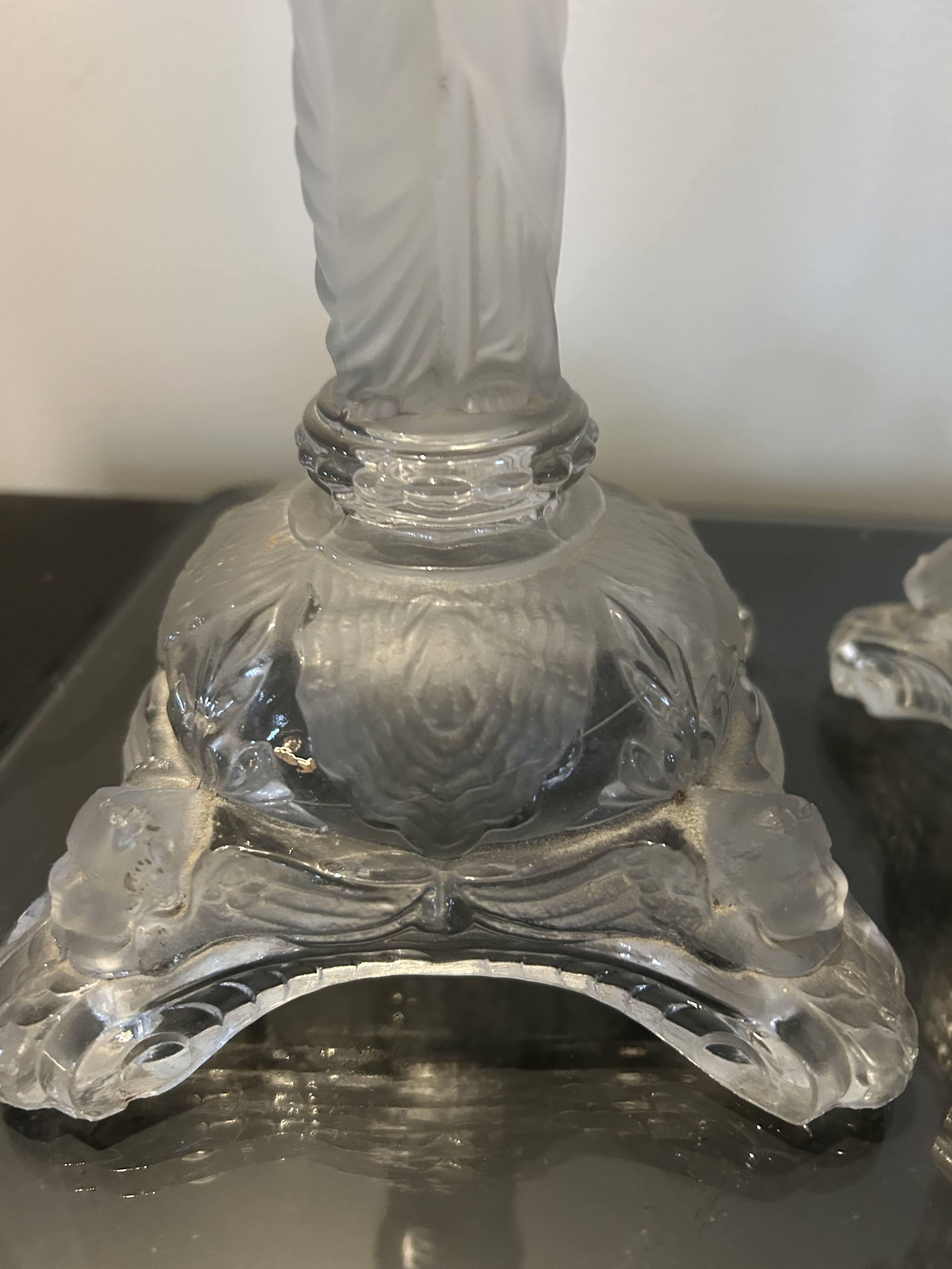 3 clear glass candle holders
