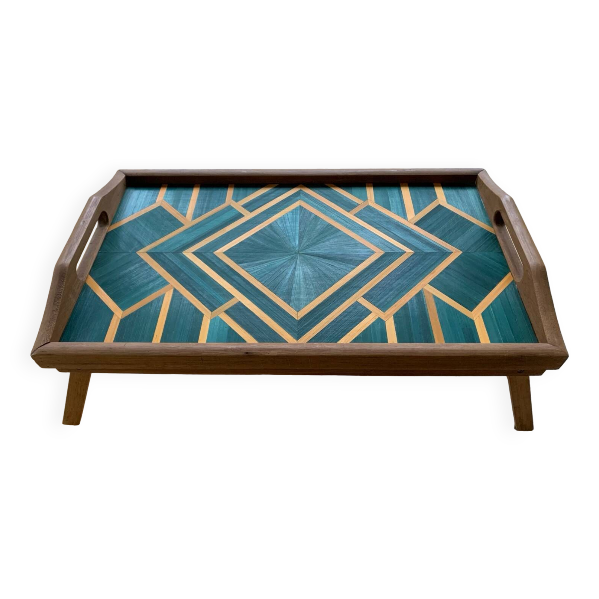 Straw marquetry tray
