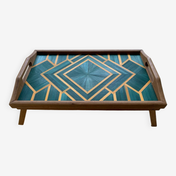 Straw marquetry tray