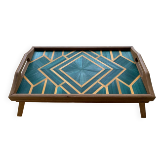 Straw marquetry tray