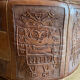 Carved leather pouf in the Mayan style by Angel Pazmino, Ecuador, 1960