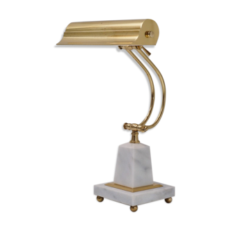 Bankers desk lamp adjustable, brass & onyx, 1950`s ca, American