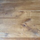 Solid oak farmhouse table, one drawer, vintage, early 20th century.