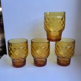 Set of 4 amber glasses Pernod 70s
