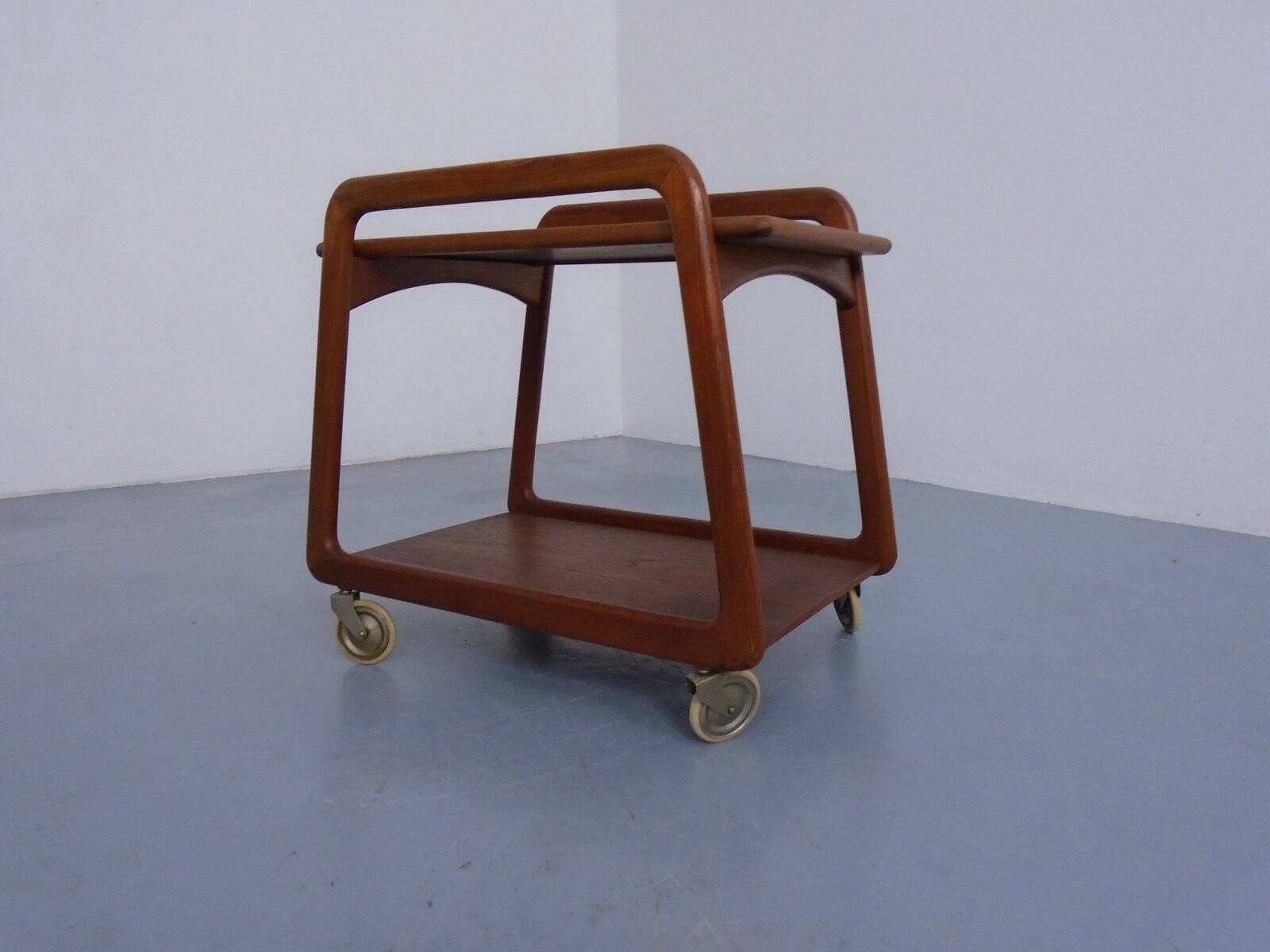 Danish Teak Bar Cart with Removable Tray from Silva, Denmark, 1960s