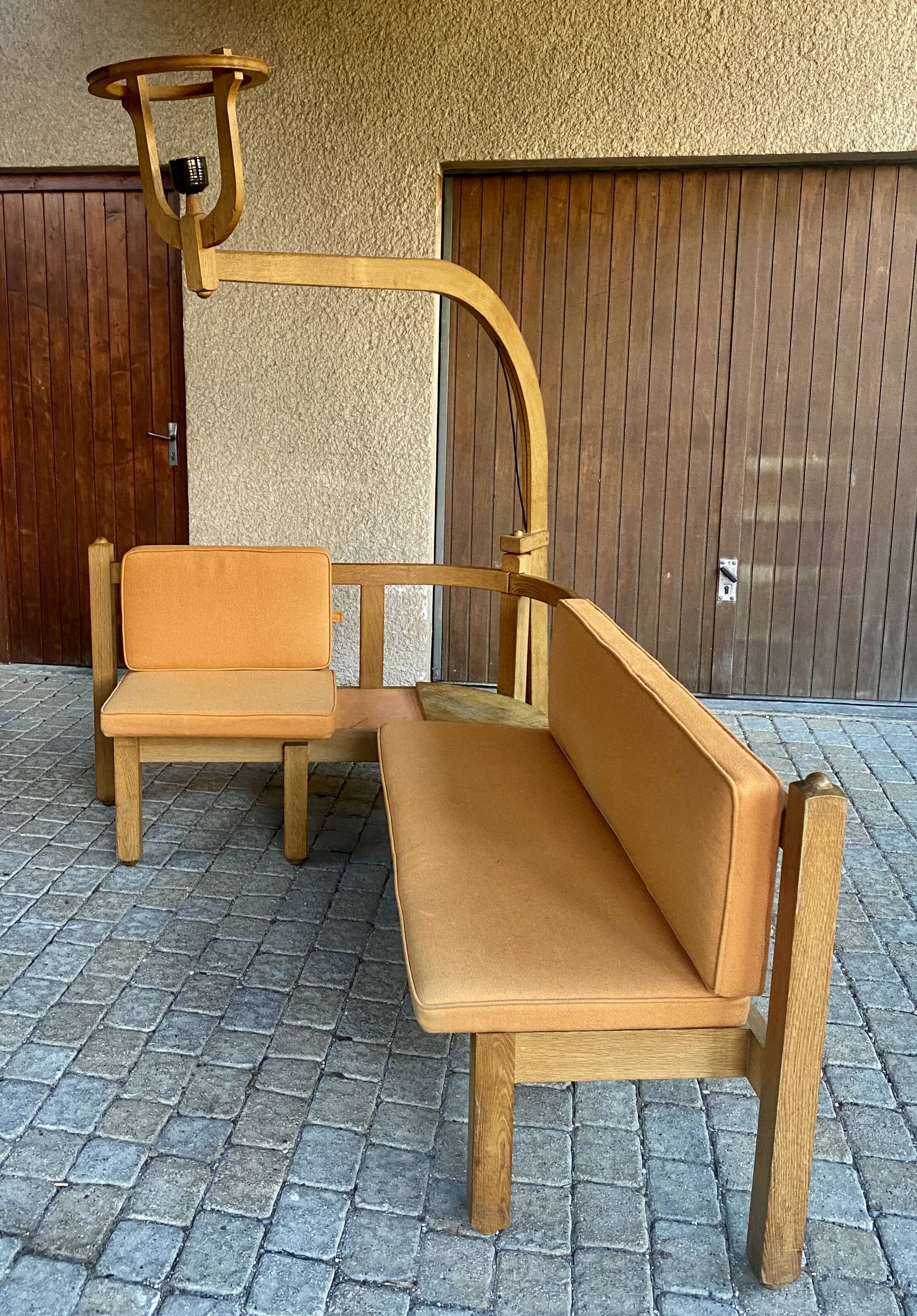 Corner bench and incorporated floor lamp guillerme et chambron