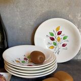Six vintage plates in fine earthenware from Gien service "Gentilly"