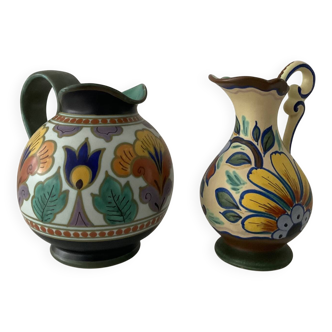 Duo de vases Gouda Holland céramique des années 50