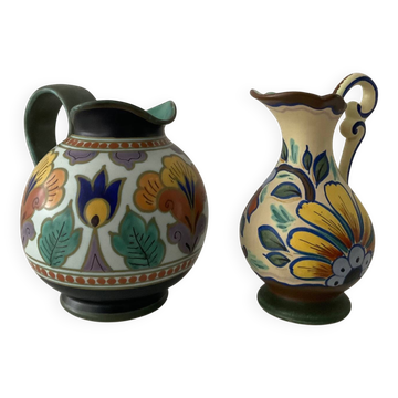 Duo of Gouda Holland ceramic vases from the 50s