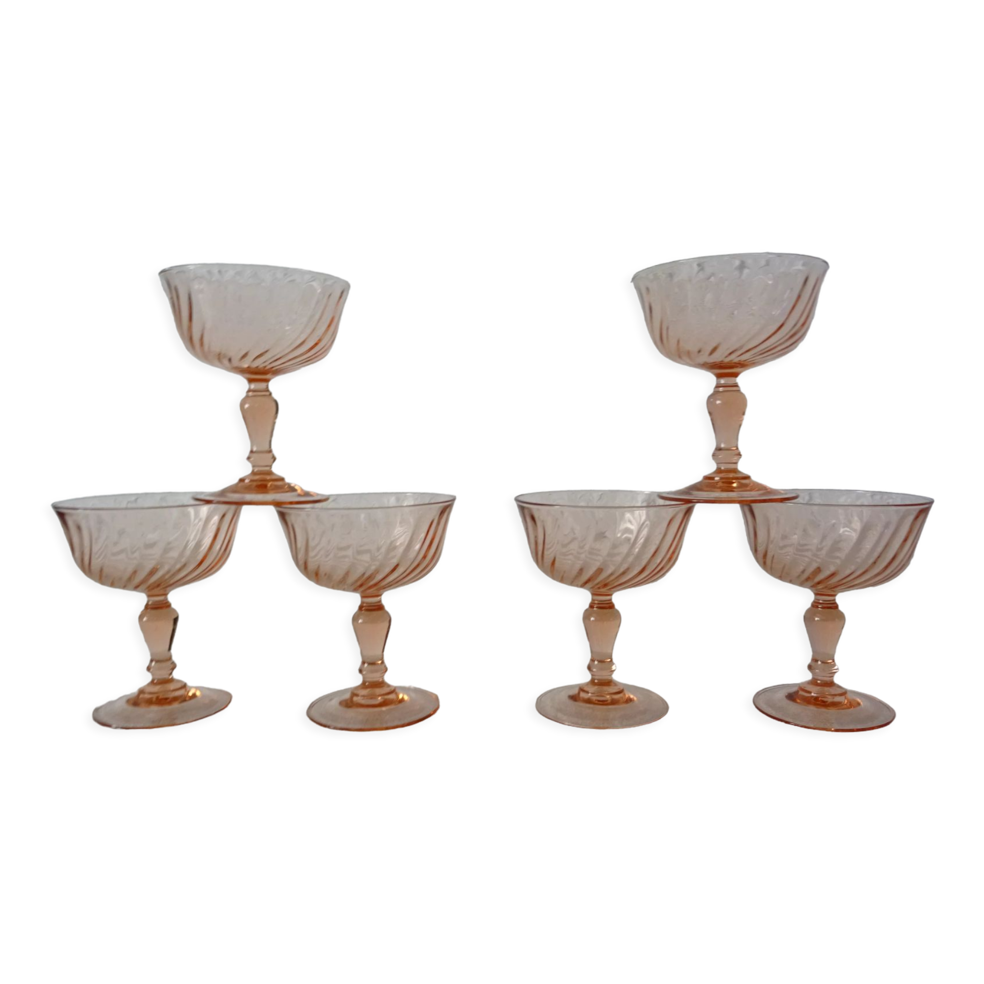 6 glasses dessert or champagne rosaline luminarc 480323 pink glass