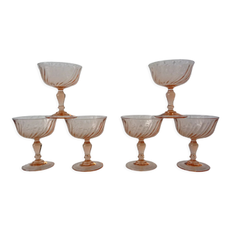 6 glasses dessert or champagne rosaline luminarc 480323 pink glass