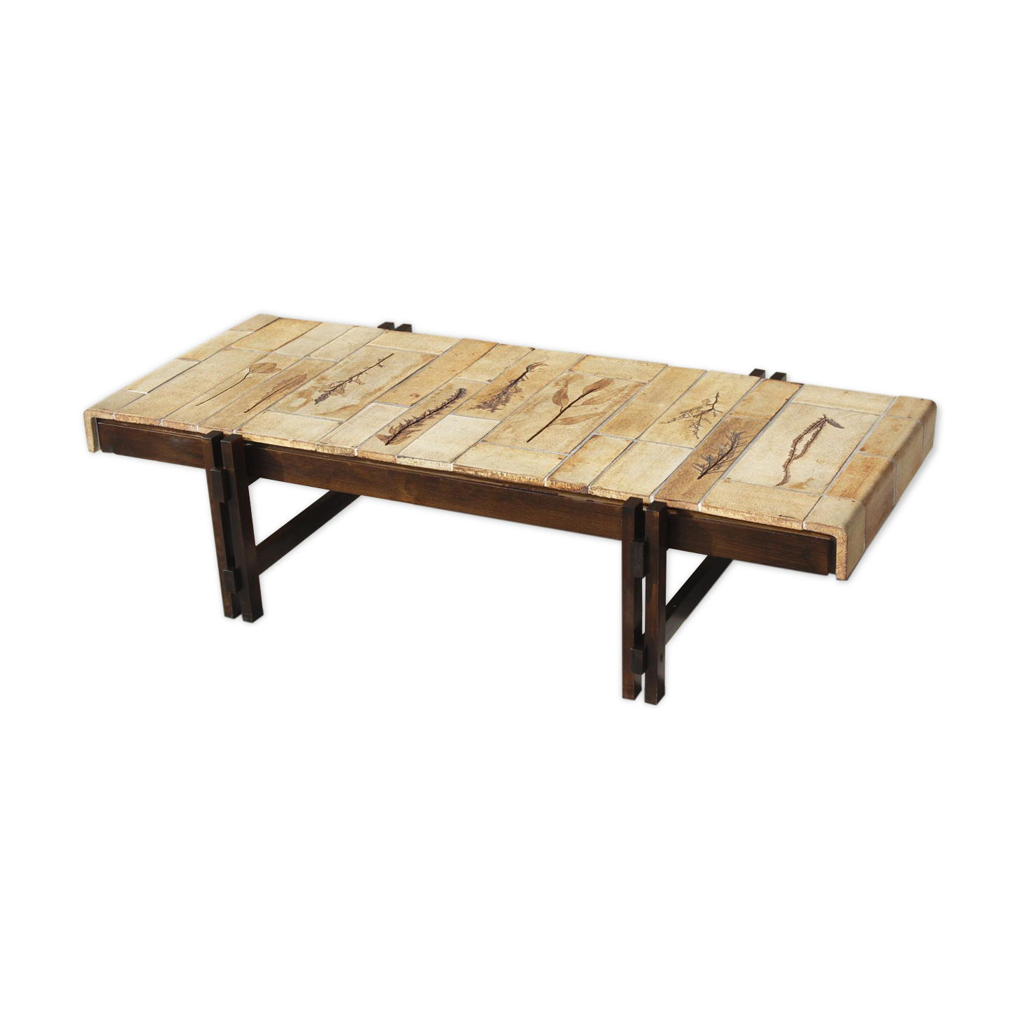 Coffee table Model Garrigue in Ceramics and Wood by Roger Capron, France, 1950s