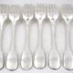 Christofle Cluny, 8 table forks, 20.5 cm, silver-plated metal, excellent condition.