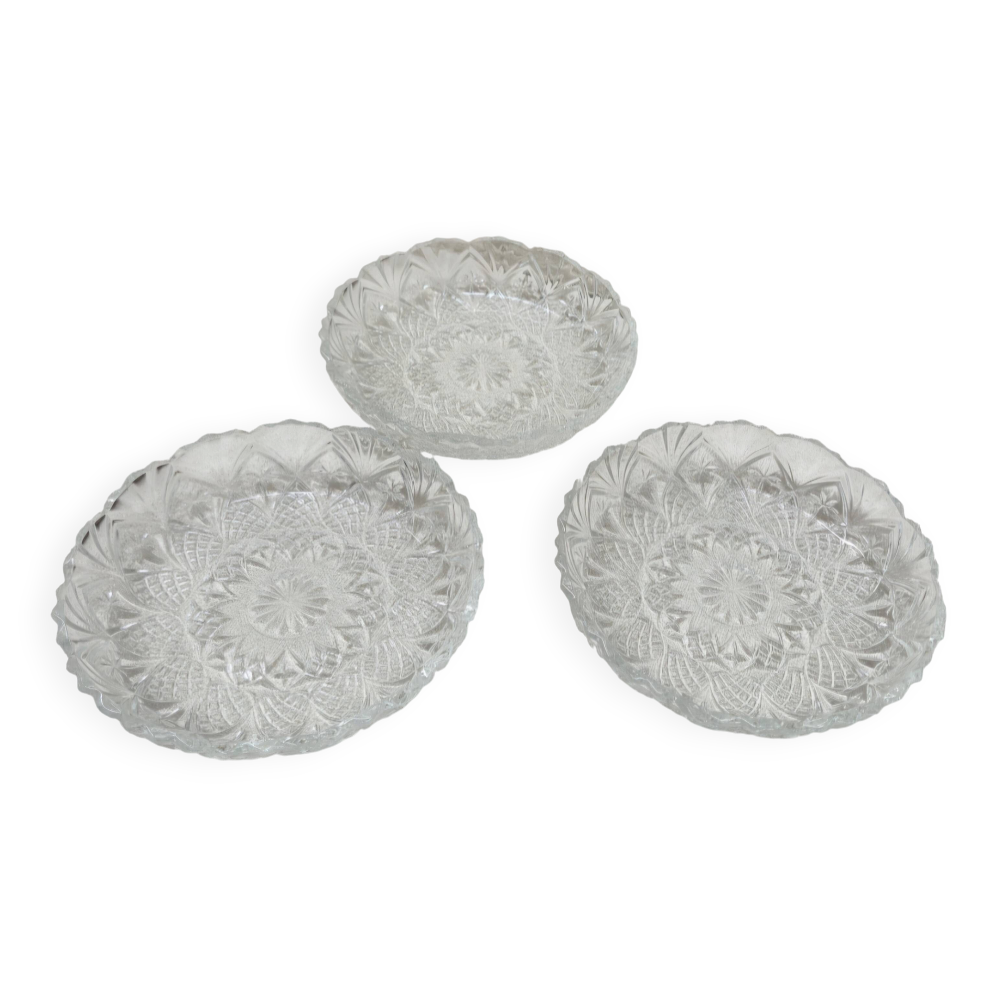 Lot of 3 cut glass trays.