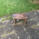 Bench in carved and varnished wood, mountain chalet decoration, old